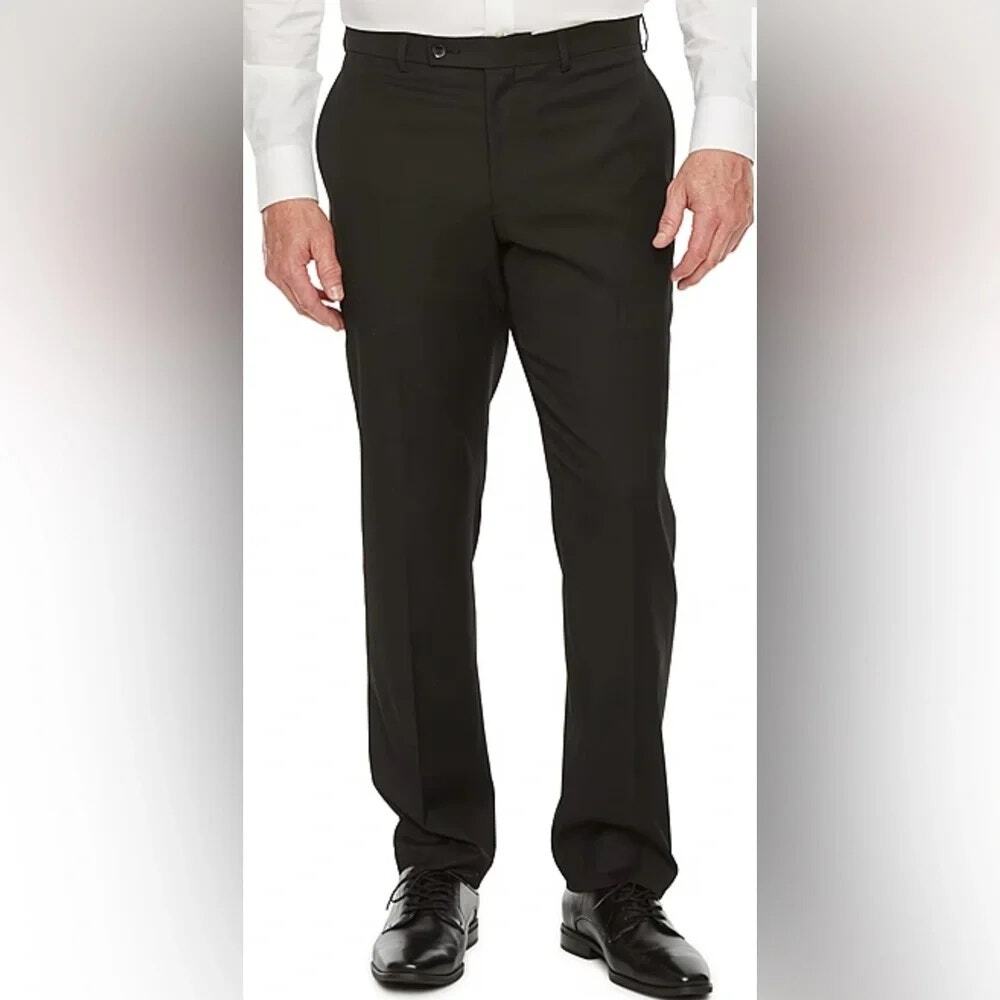 Van Heusen Black Cool Flex Flat Front Slim Fit Dress Pants Men's Size 34x34